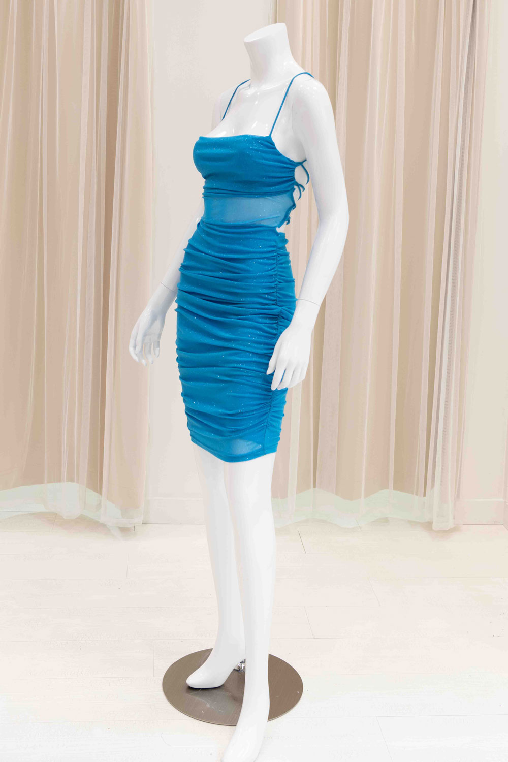 Sexy Tie Back Mini Dress in Aqua Blue