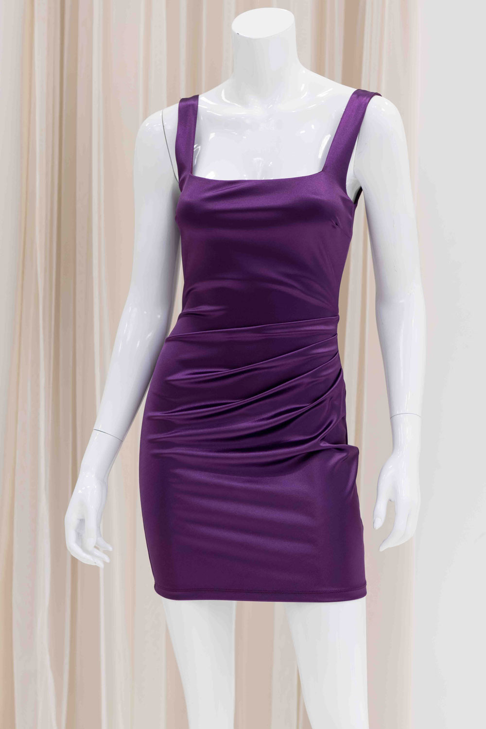 Satin Cocktail Mini Dress in Purple