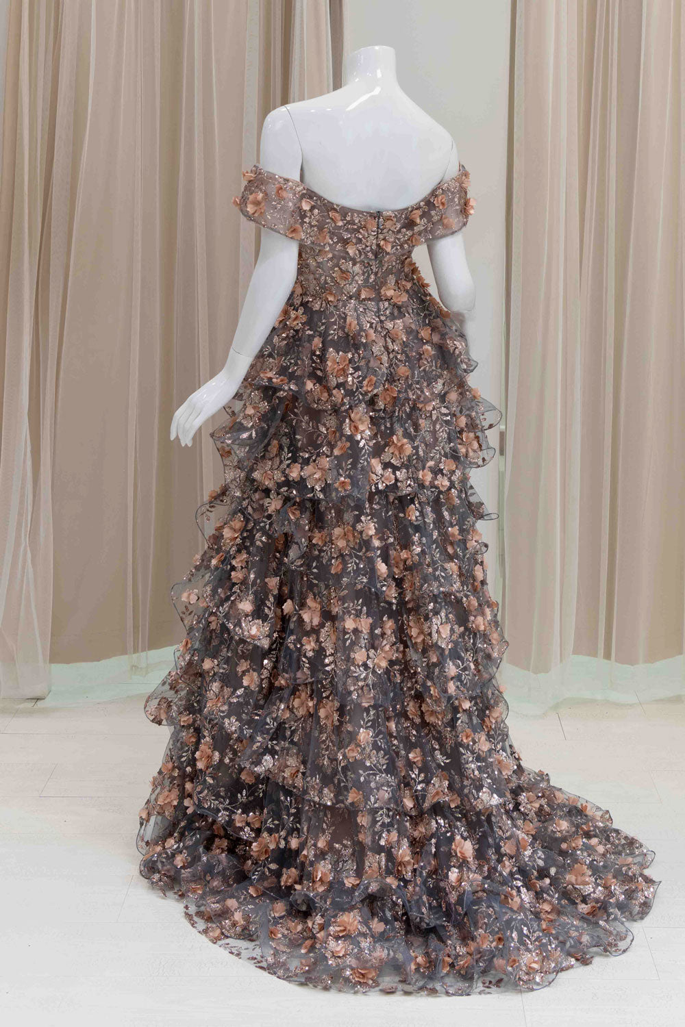 Glitter Bohemian Style Evening Gown