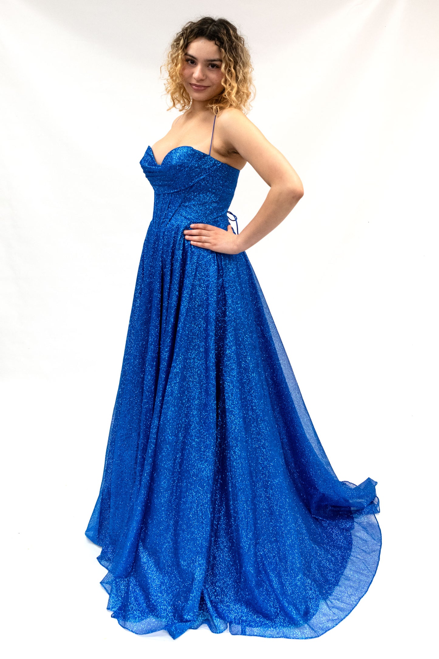 Glitter Corset Ball Gown in Royal Blue
