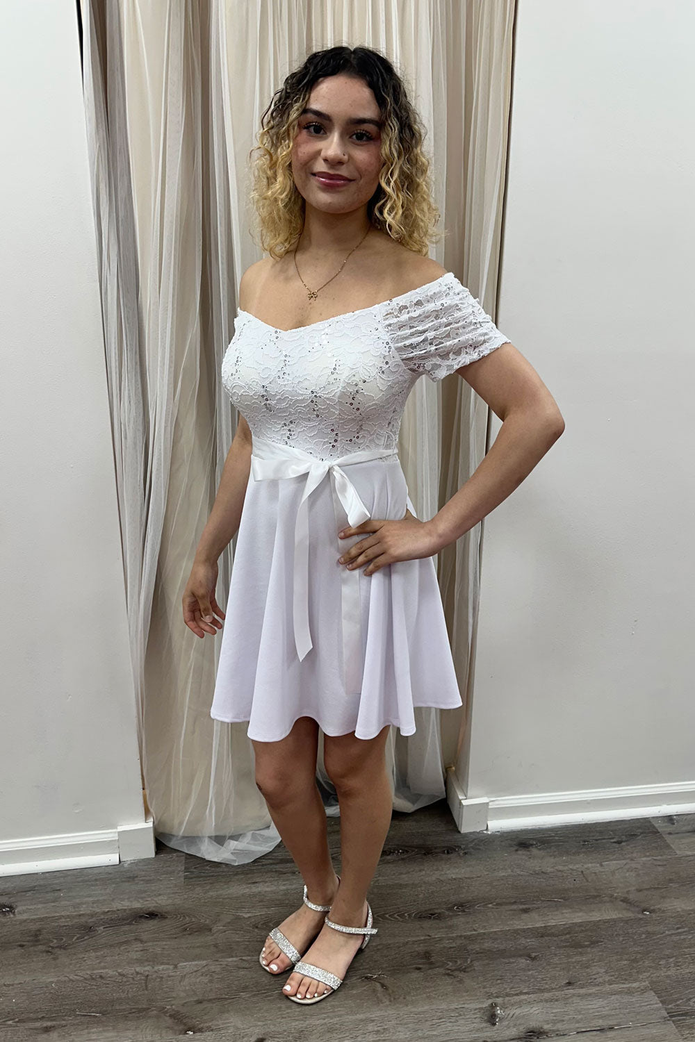 Juliette Fit and Flare Dress in White