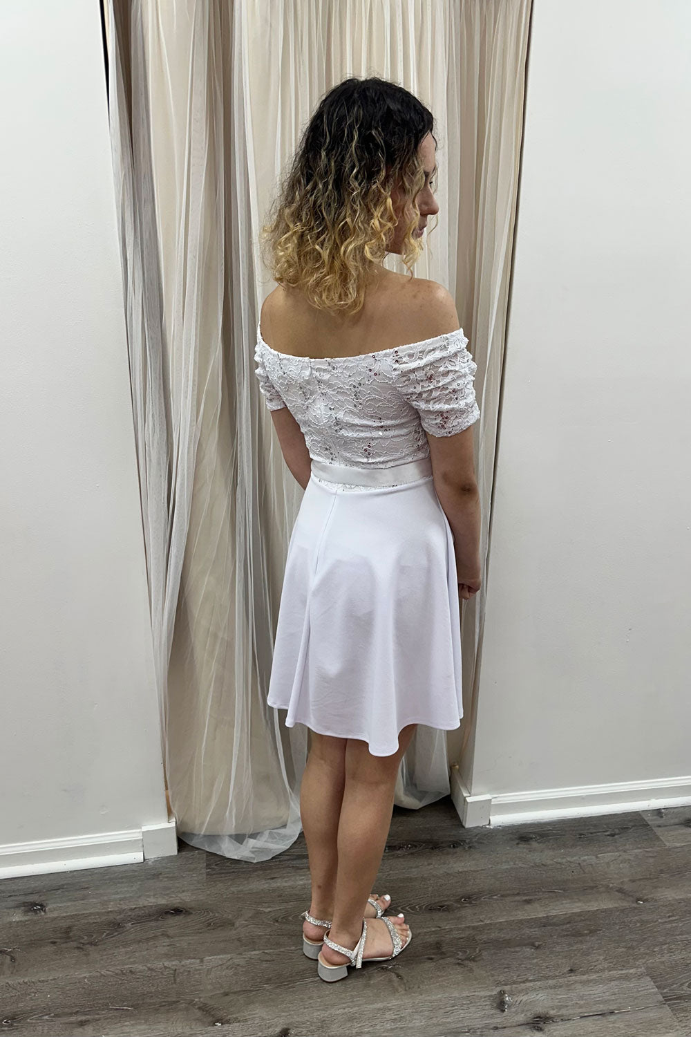 Juliette Fit and Flare Dress in White