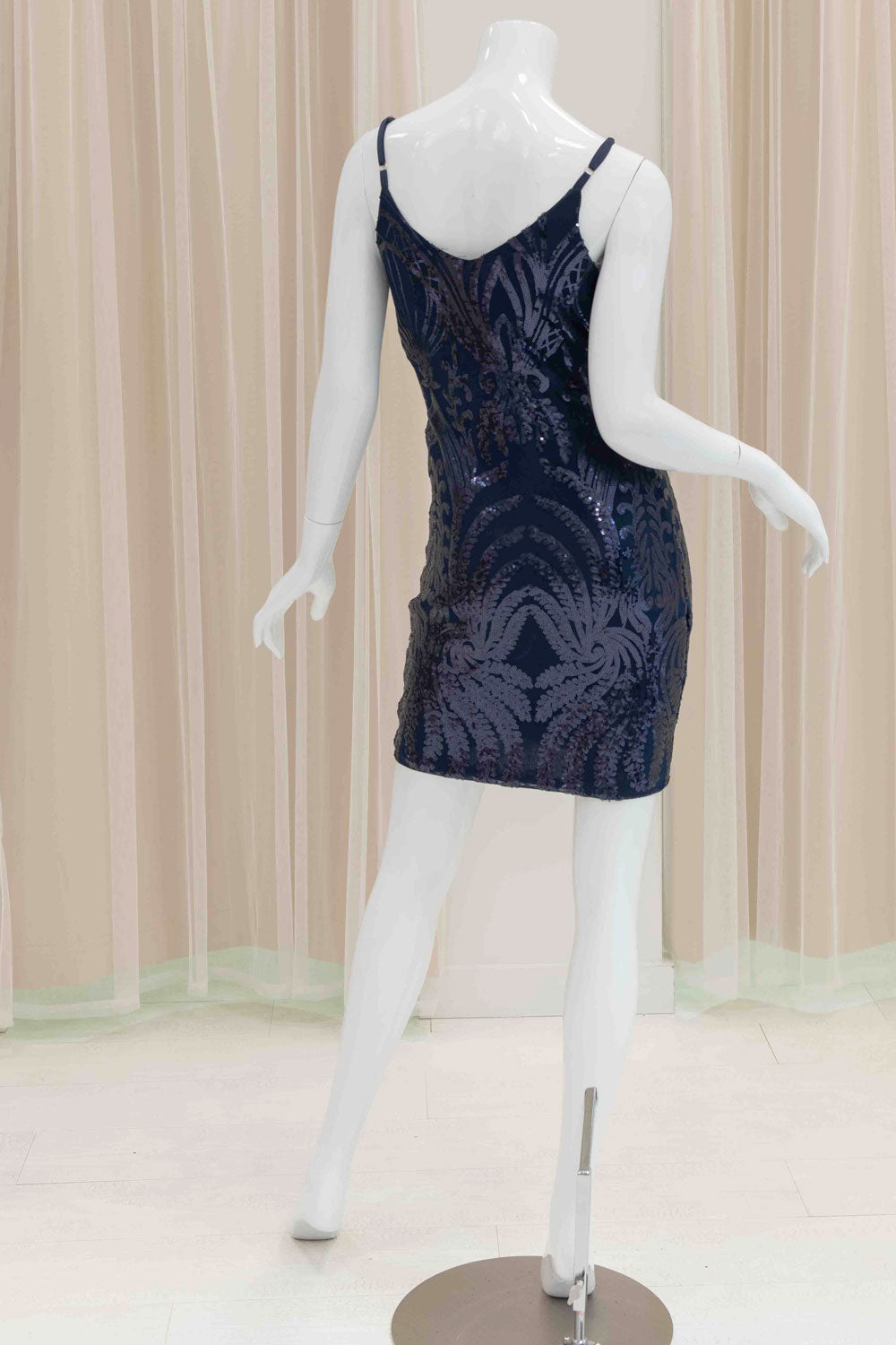Navy Blue Sequin Cocktail Dress