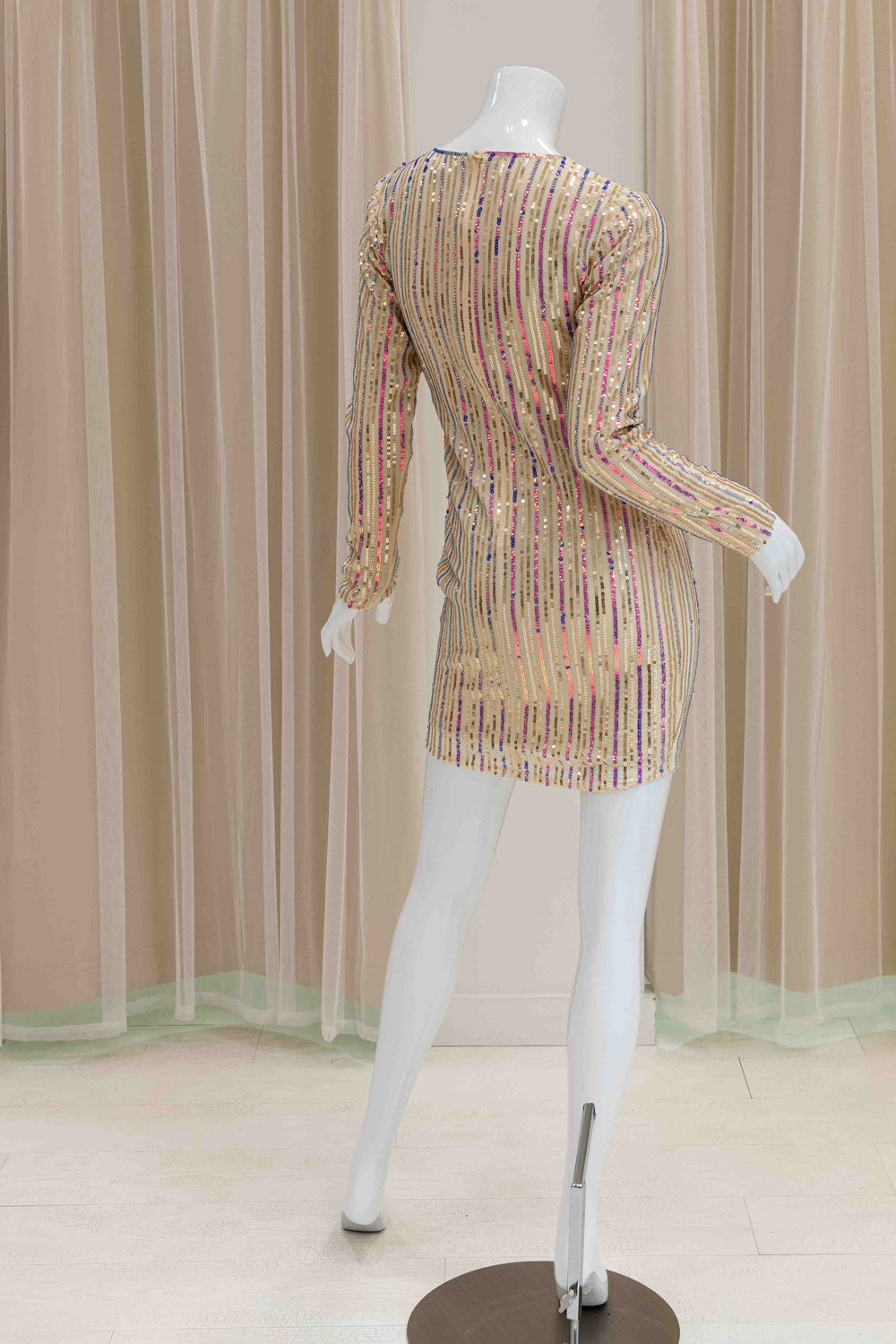 Long Sleeve Pale Yellow Party Dress