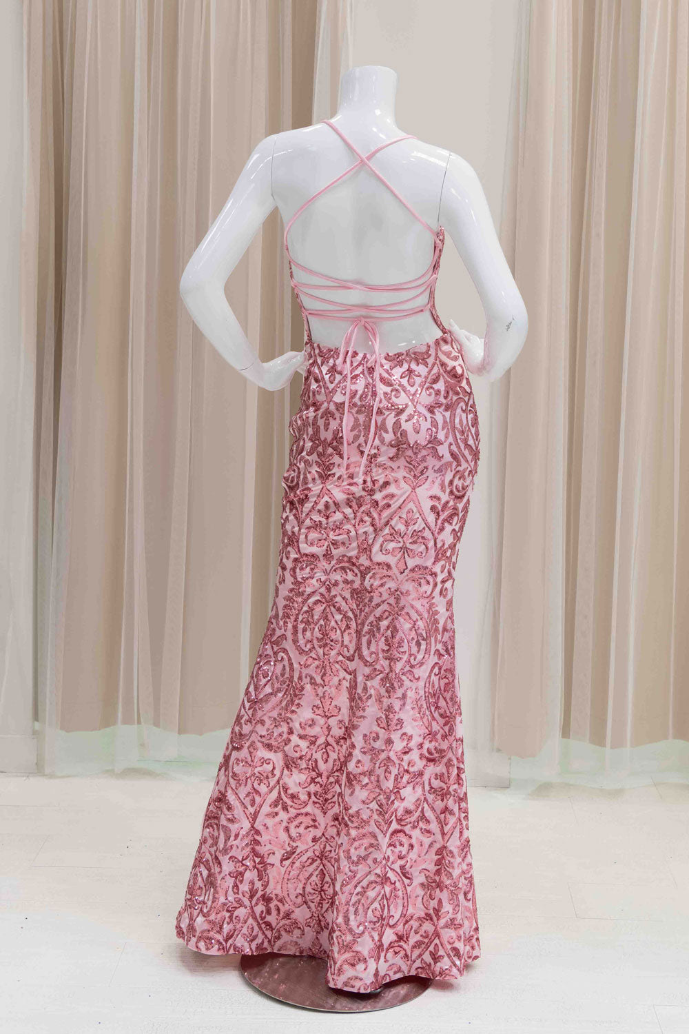 Pink Sequin Evening Gown