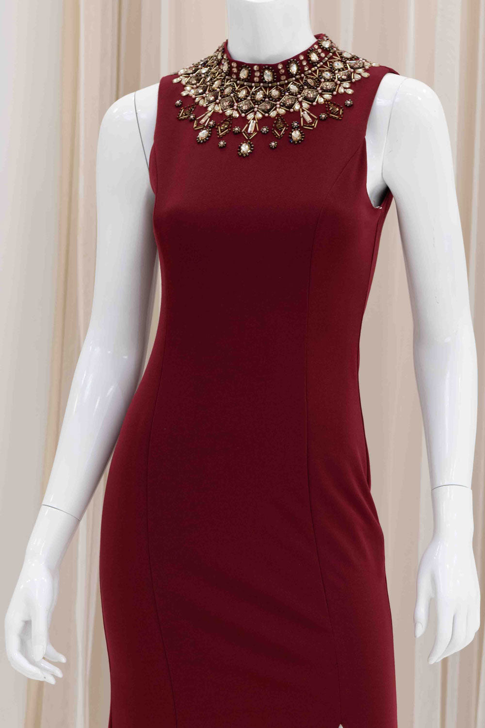 MOB Crepe Evening Gown in Burgundy
