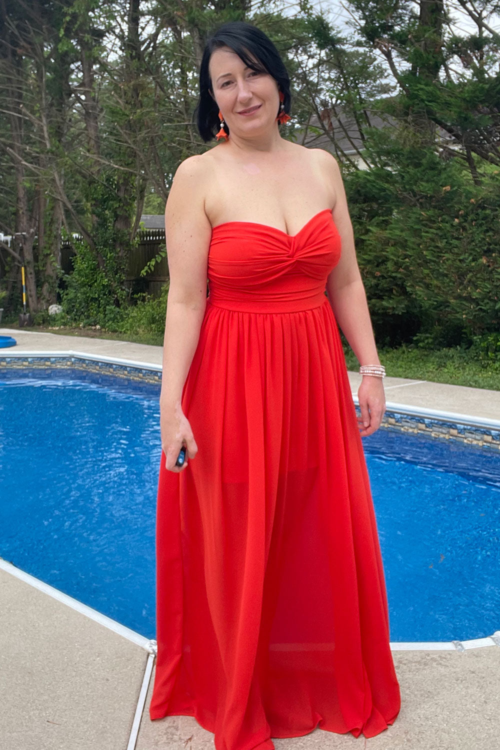 Chiffon Orange Wedding Guest Dress