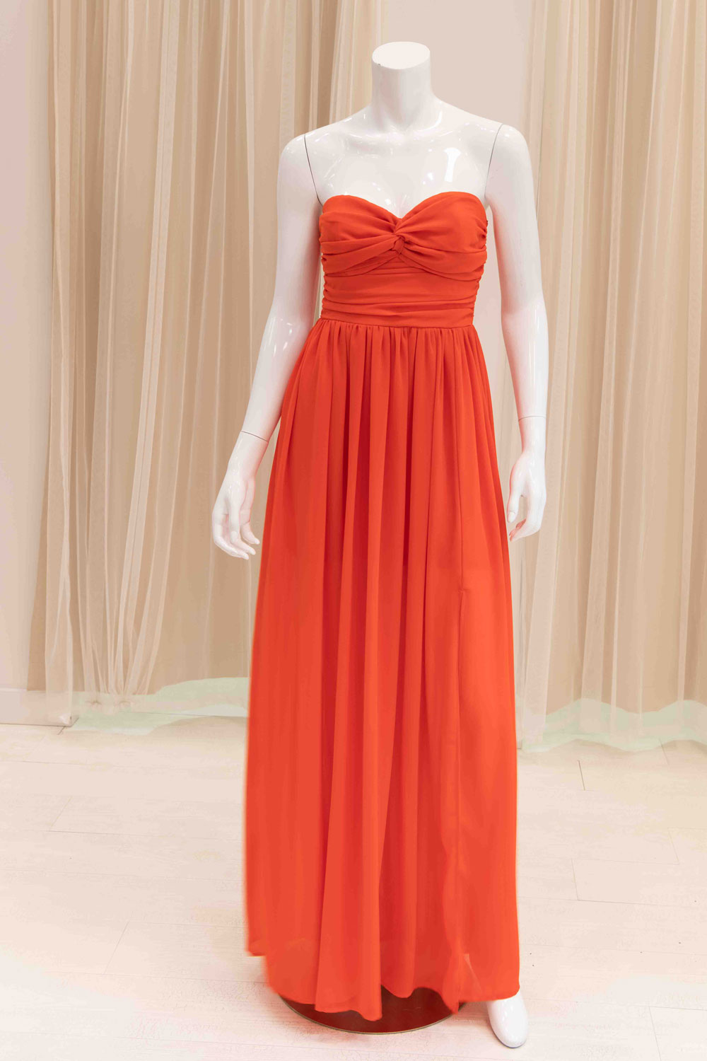 Strapless Chiffon Sun Dress in Orange