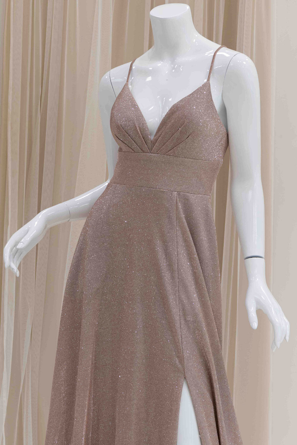 Simple Glitter Prom Dress With Pockets