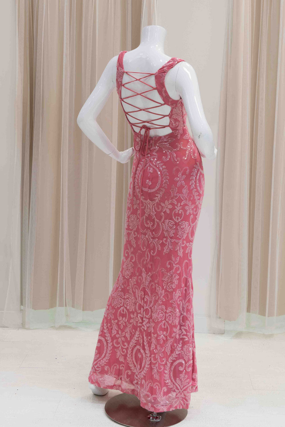Pink Sequin Evening Gown
