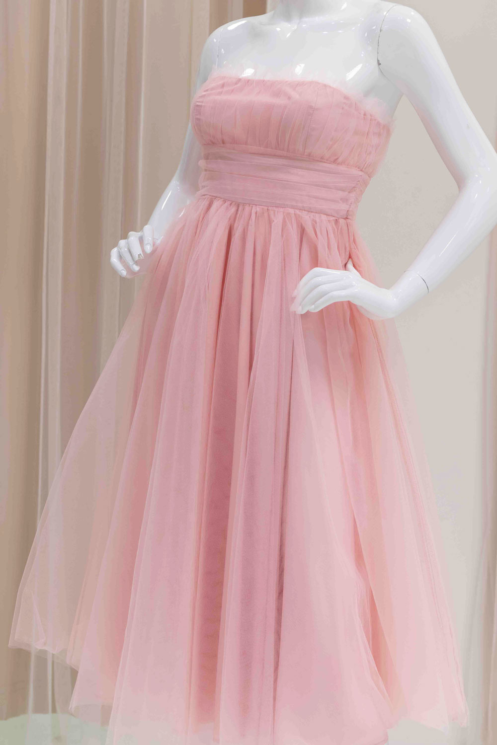 Vivianna Tulle Midi Dress in Pink