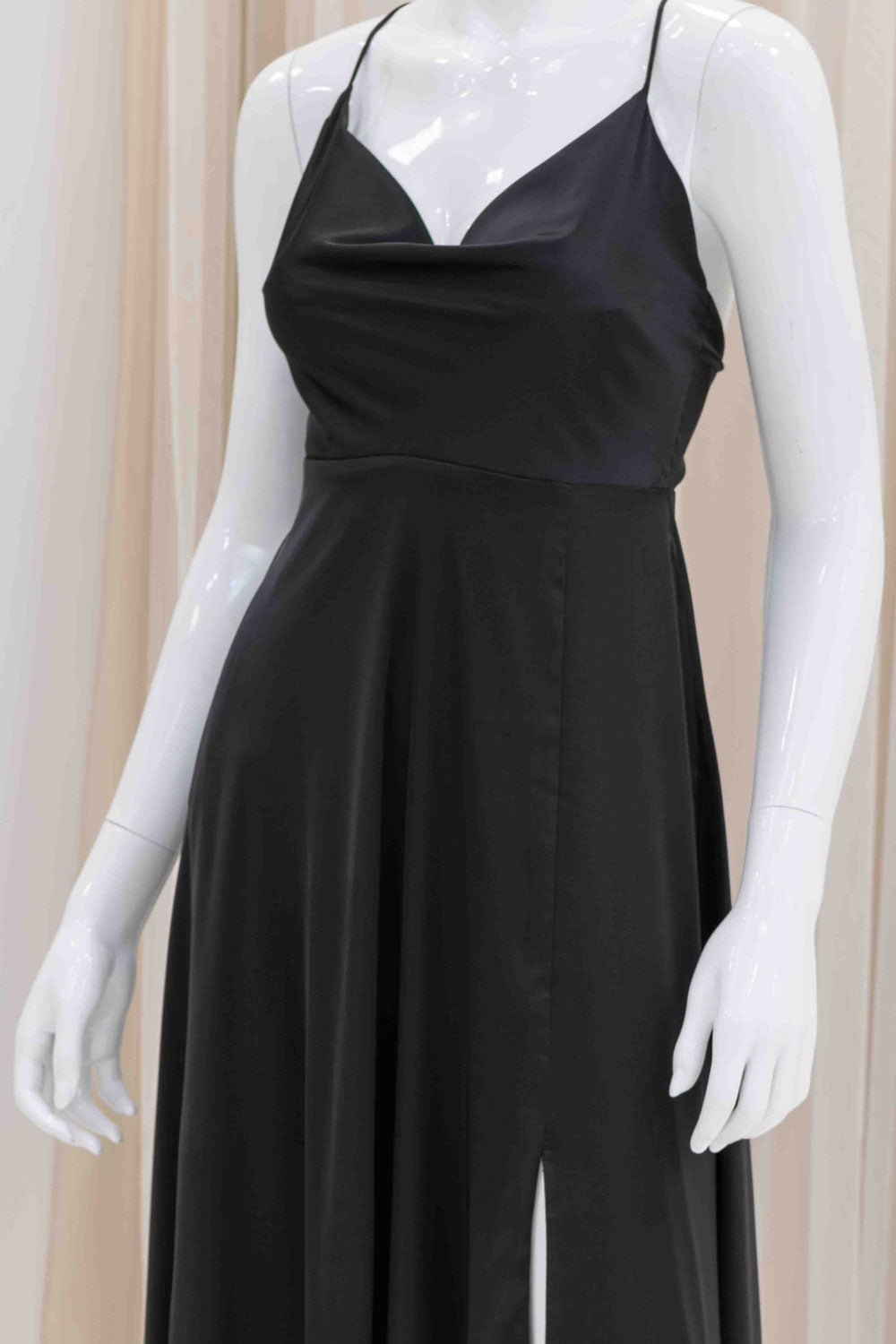 Simple Satin Bridesmaids Dress in Black