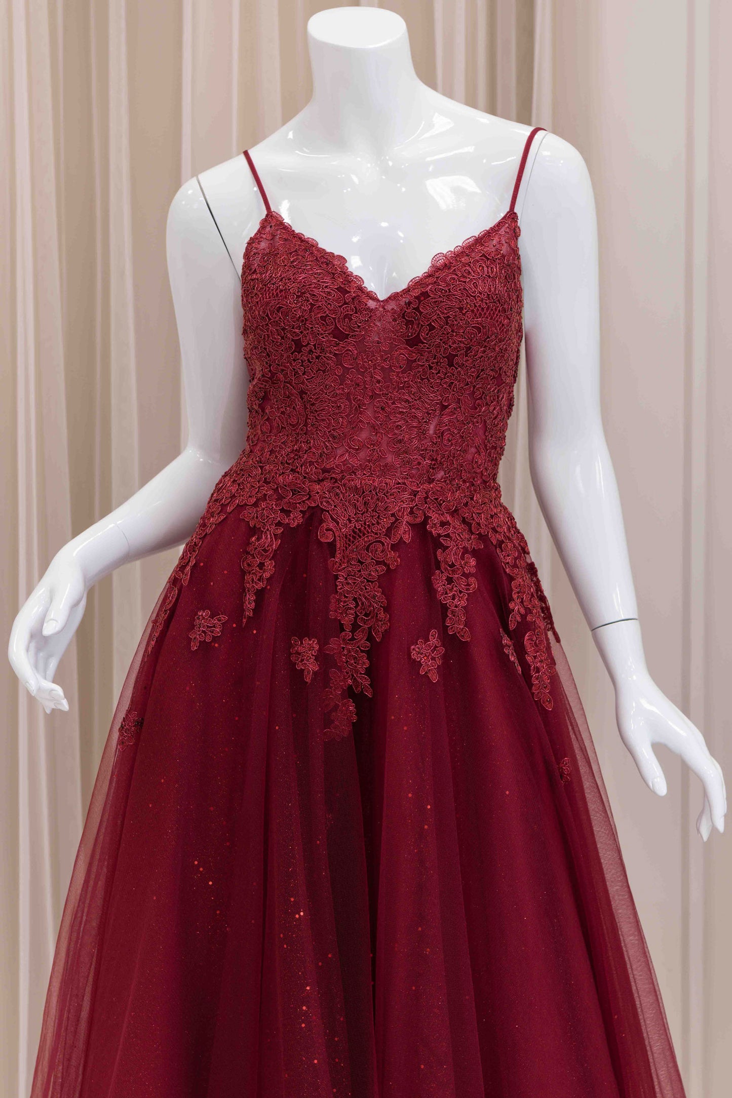 Alexandria Tulle Ball Gown in Burgundy