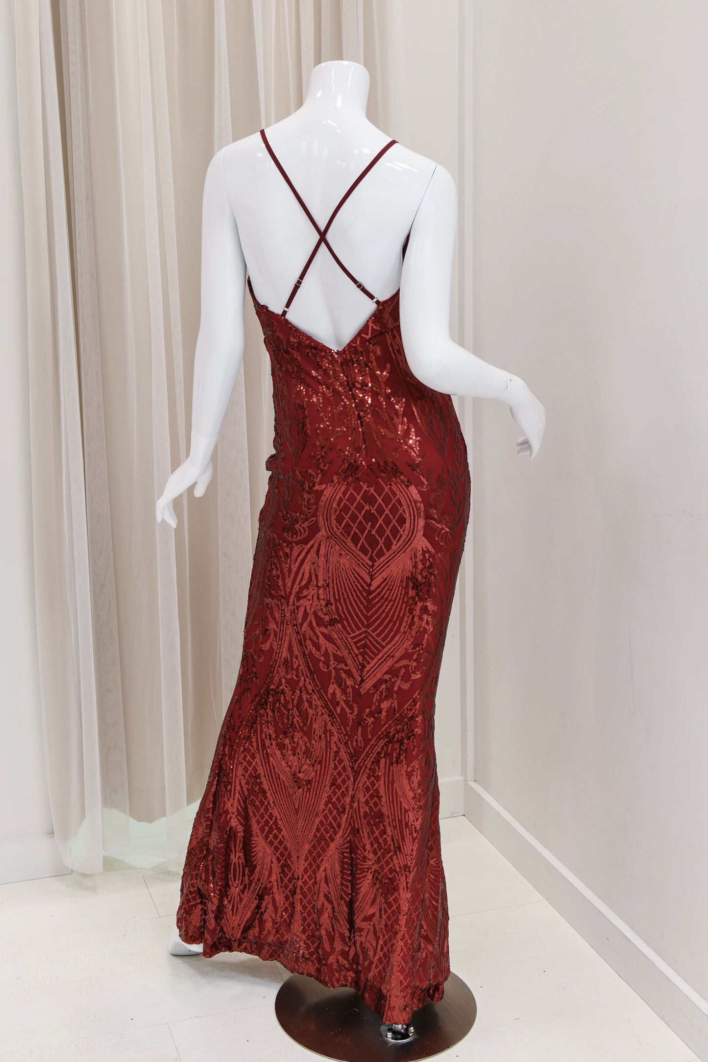 Athena Sequin Evening Dress in Red