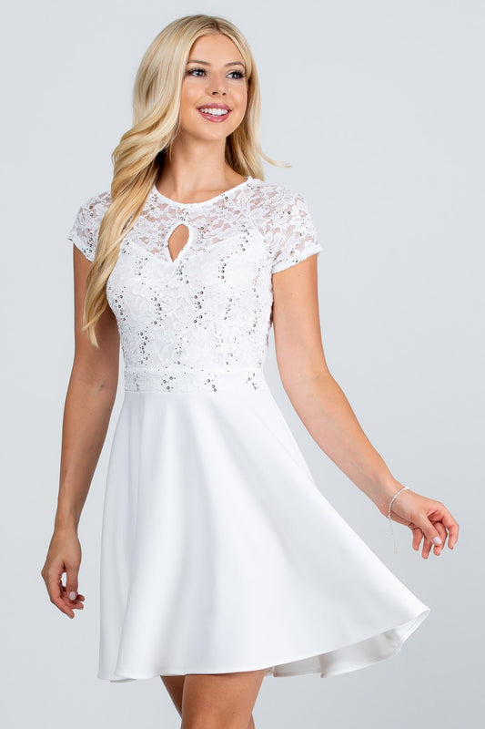 Ana Fit and Flare Dress in White