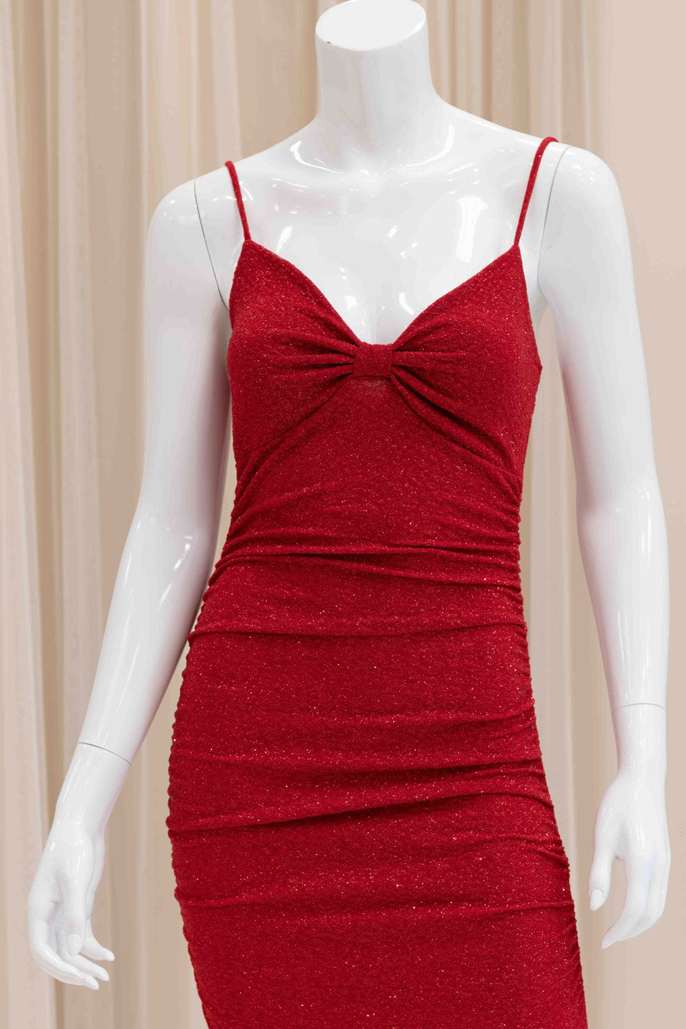 Daliya Glitter Evening Gown in Red