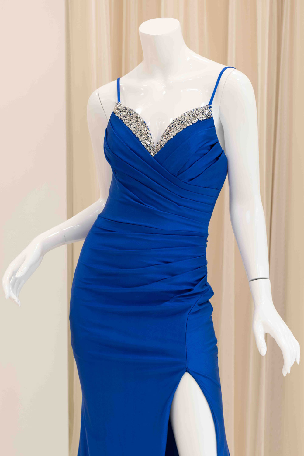 Garcelle Satin Evening Dress in Royal Blue