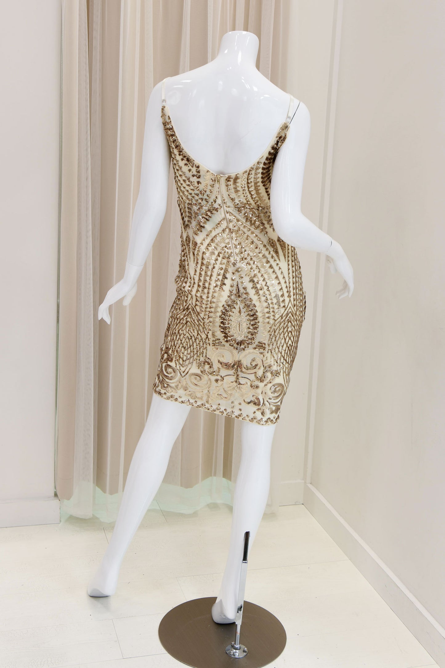 Janessa Sequin Pencil Dress in Gold