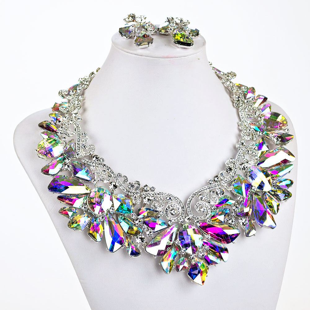 Aurora Borealis Statement Necklace Set