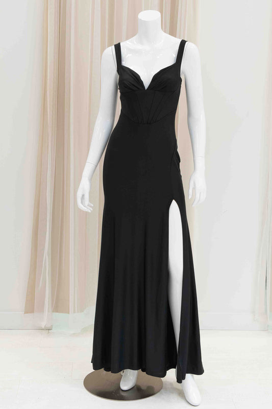 Simple Corset Bodice Evening Gown in Black