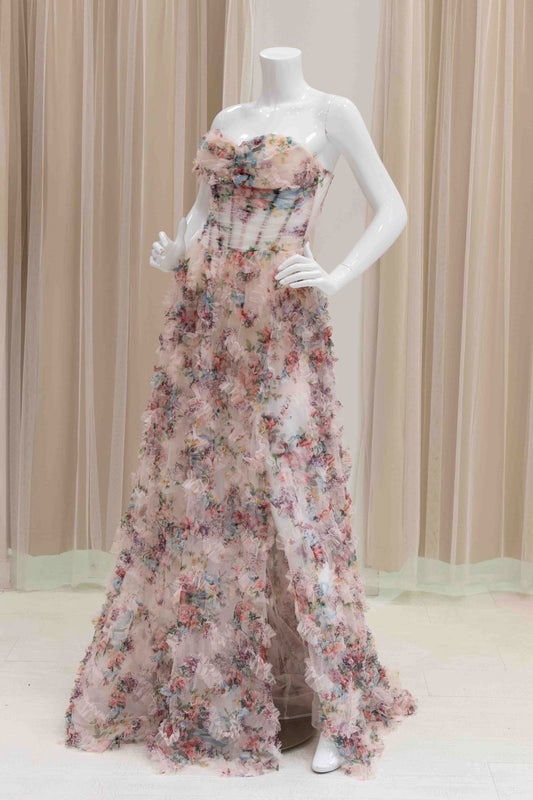 Floral Wedding Guest Dress in Cream