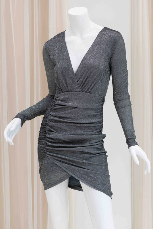 Silver Long Sleeve Mini Dress