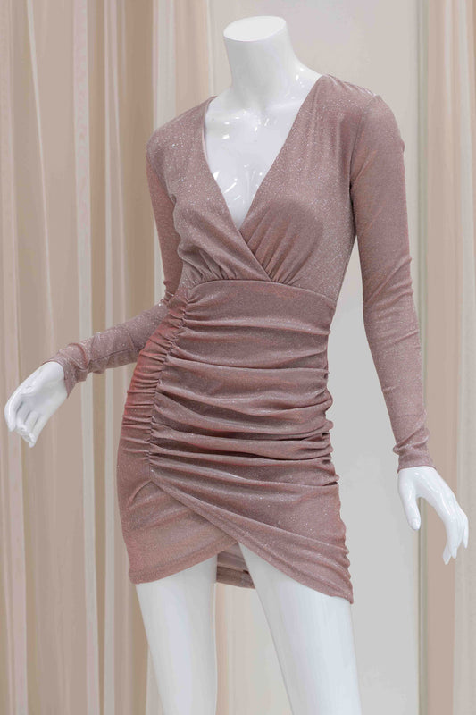 Pink Glitter Long Sleeve Mini Dress