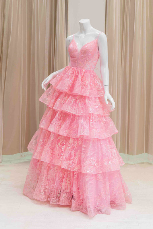 Pink Tiered  Skirt Gown for Sweet 16