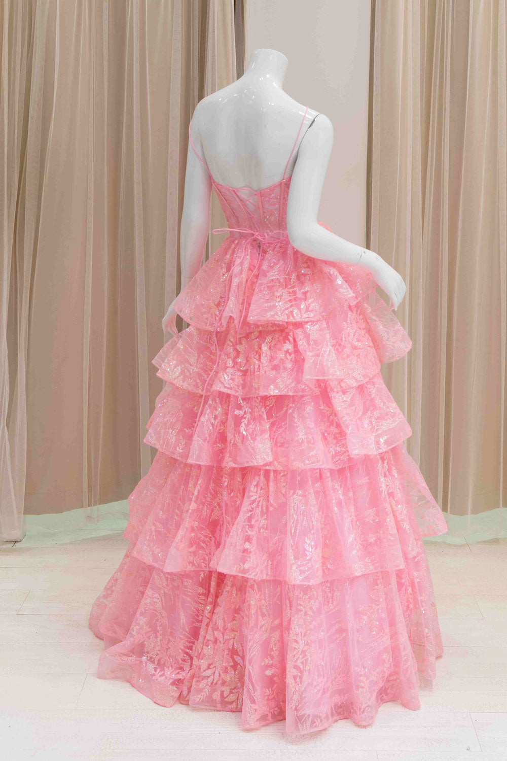 Modern Pink Prom Ball Gown