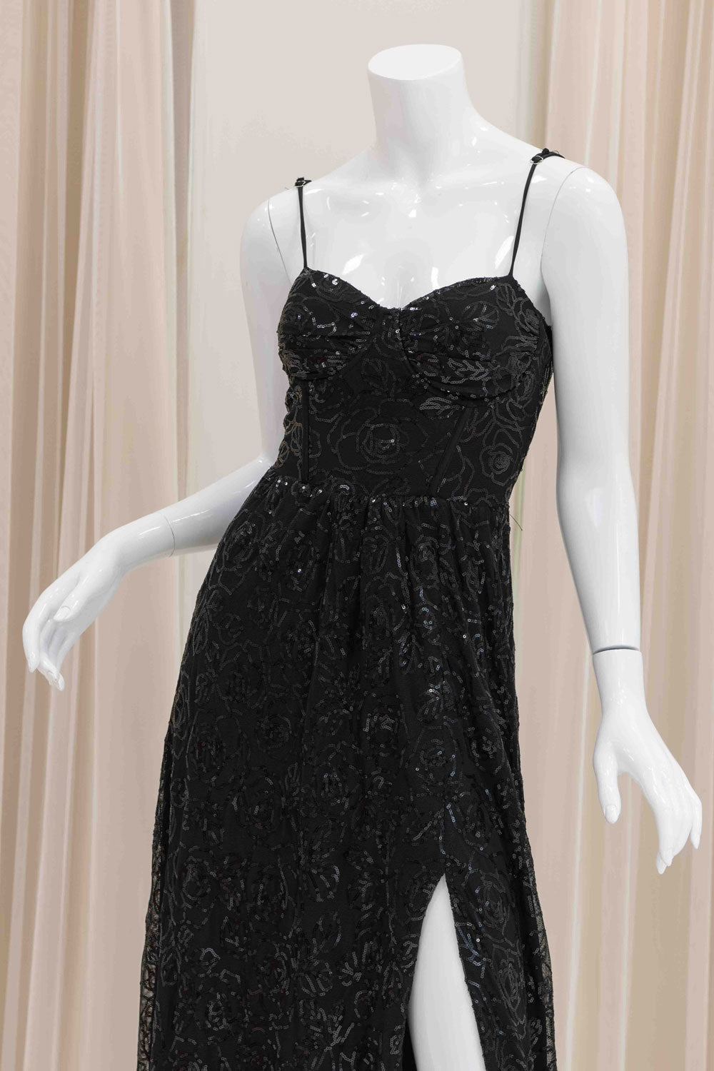 Simple Sequin A-LIne Prom Dress in Black