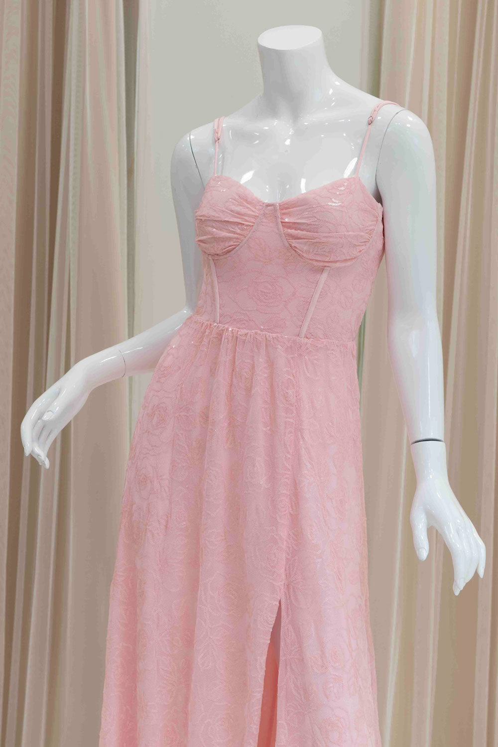 Simple Sequin Evening Dress in Blush