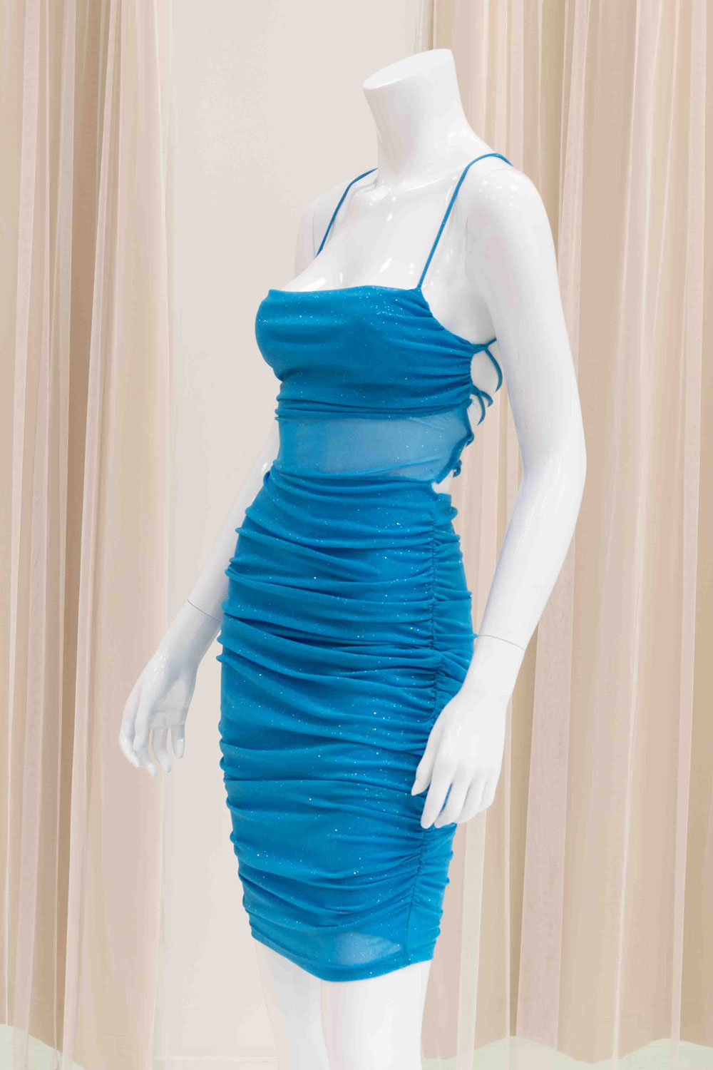 Aqua Blue Glitter Mini Bodycon Dress