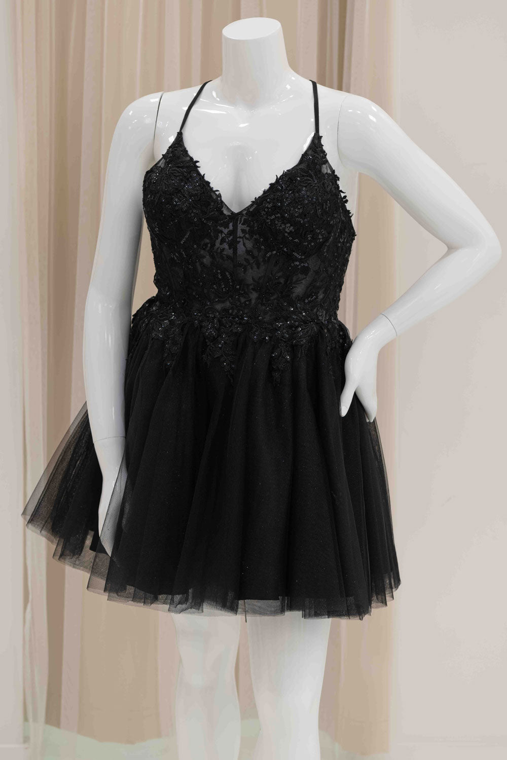 Black Tulle Fit and Flare Dress for 8th Grade Dance