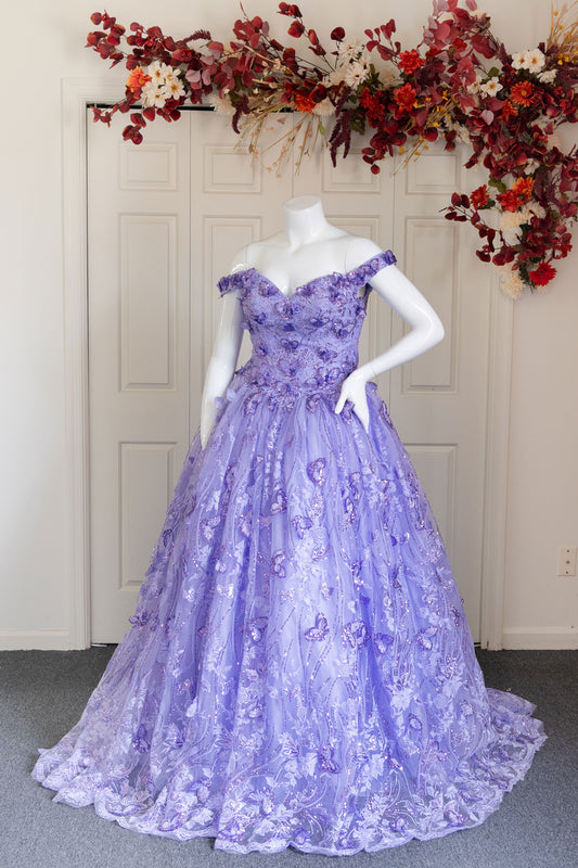 Lavender Butterfly Quinceanera Dress