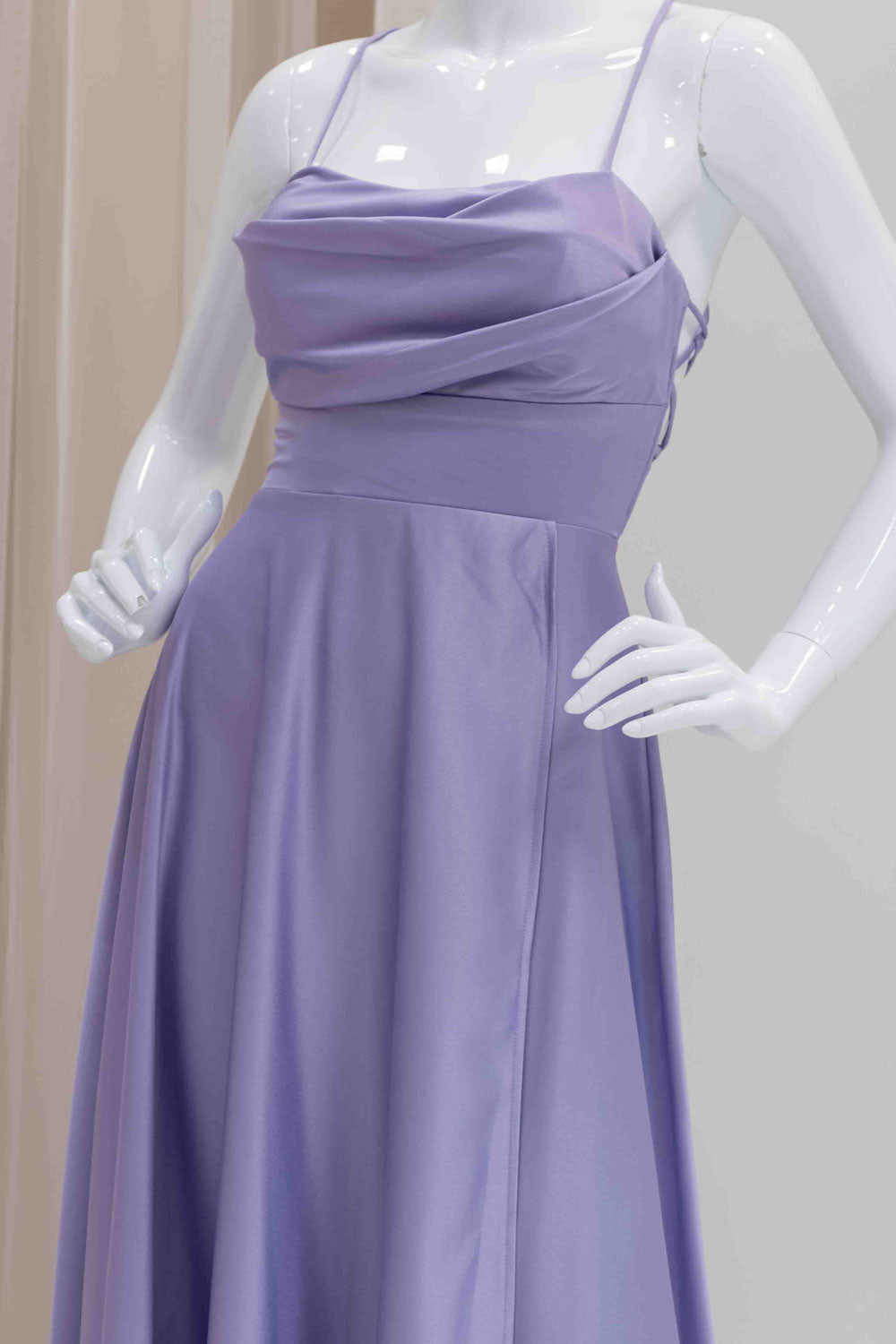 Simple Satin Wedding Guest Dress in Lavender