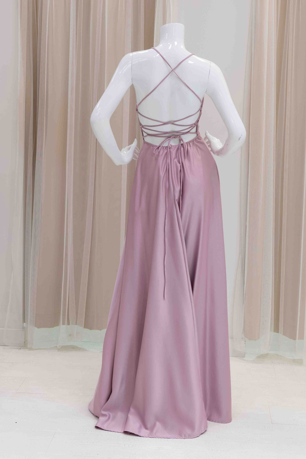 Satin Bridesmaids Dress in Pink
