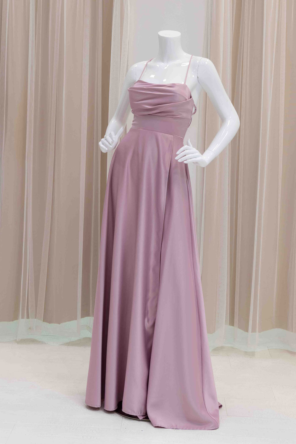 Satin Tie Back Wedding Guest Dress in Pink