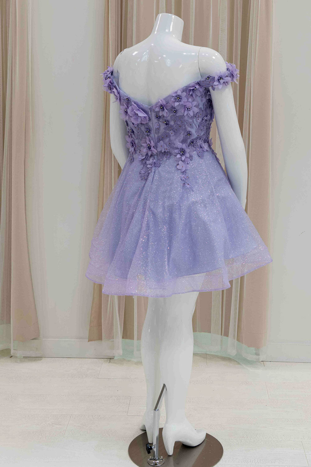 Short Fit and Flare Dress in Purple for a Dance