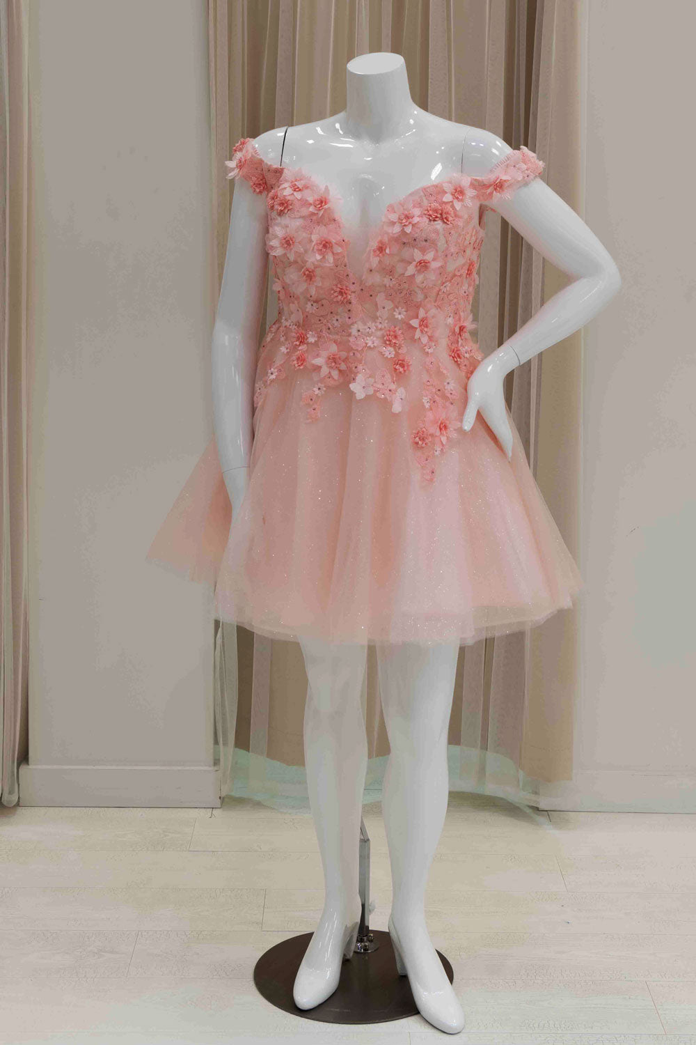 Pink Glitter Off Shoulder Short Dress For Sweet 16