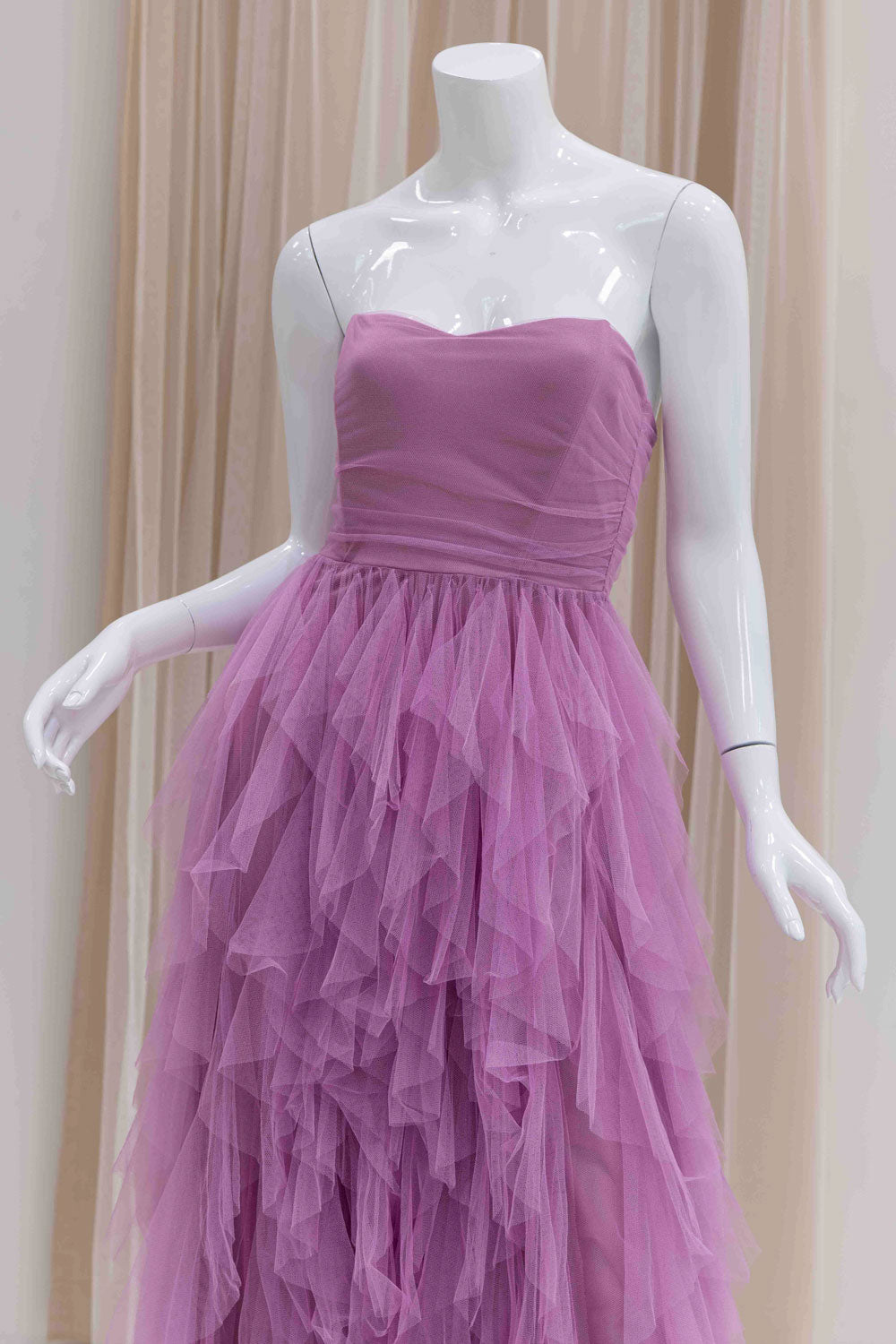 Strapless Tulle Wedding Guest Dress in Purple