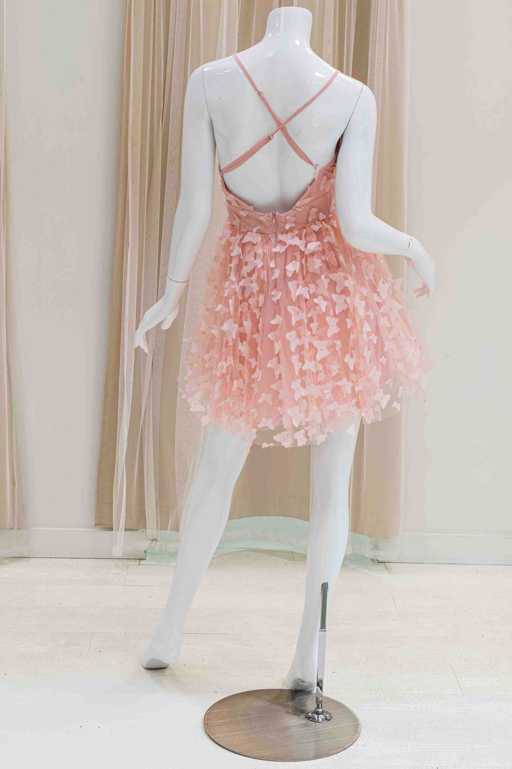 Butterfly Fit and Flare Dress in Blush