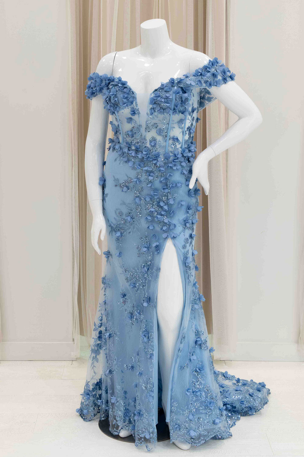 Glamorous Baby Blue Evening Gown