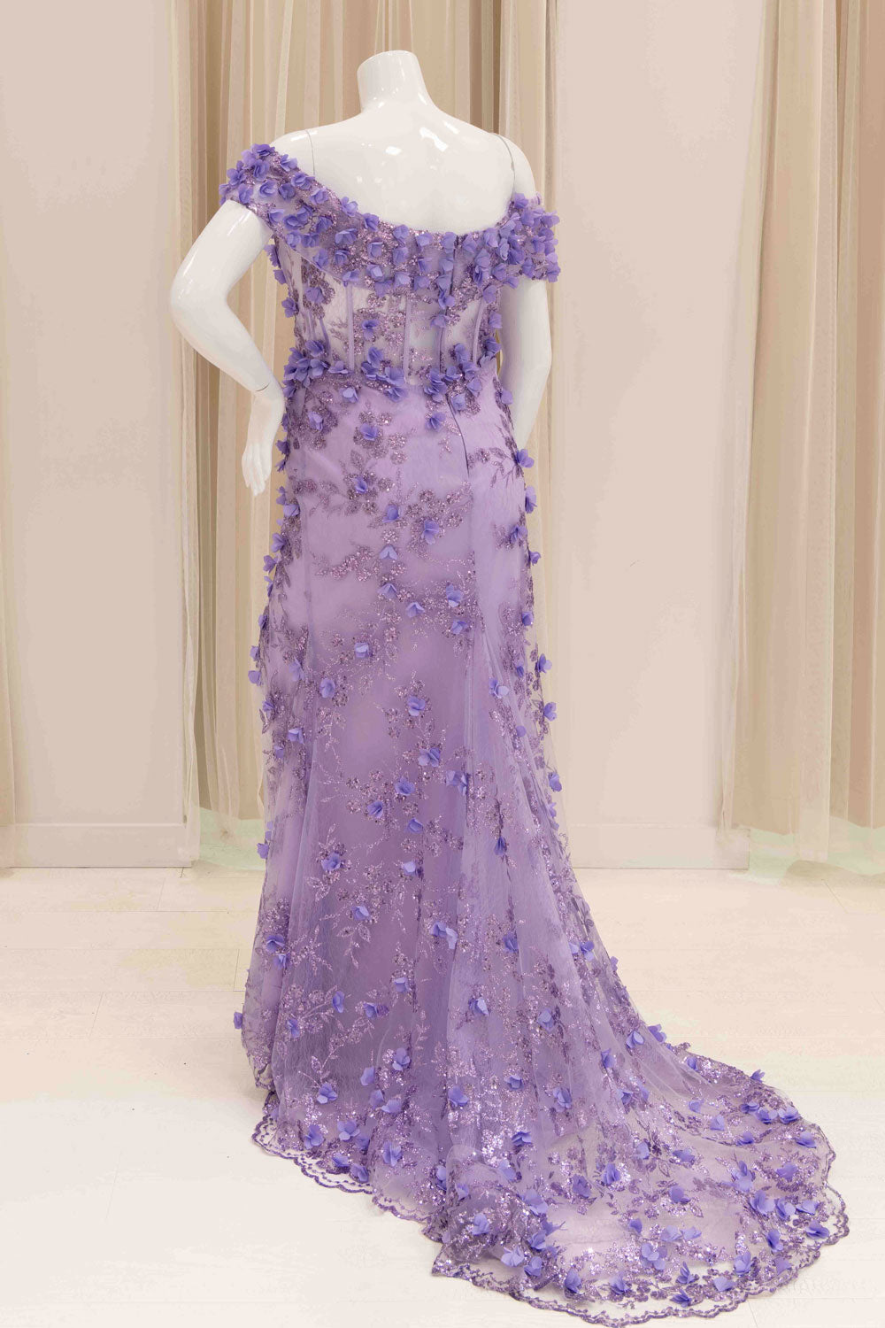 Mother of The Bride 3D Flower Dress in Lavender