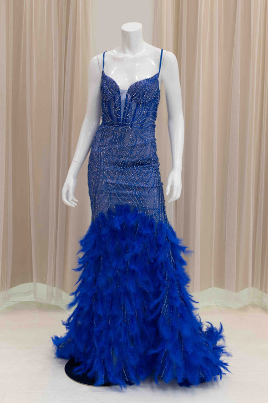 Feather Mermaid Prom Dress