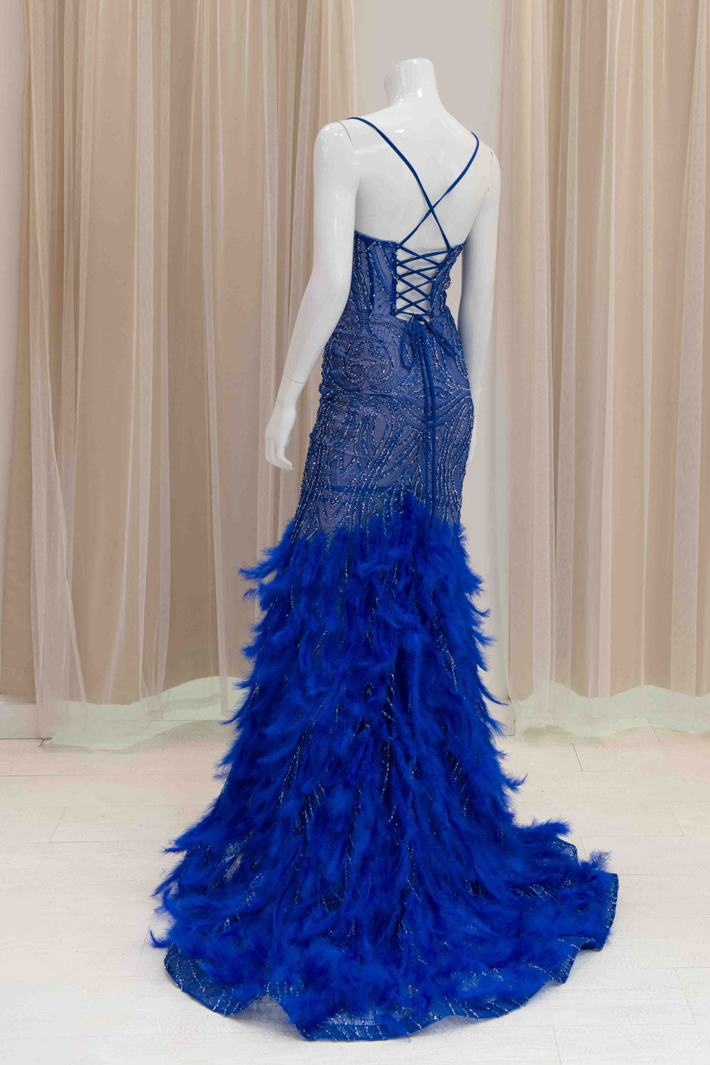 Sexy Feather and Glitter Mermaid Prom Dress