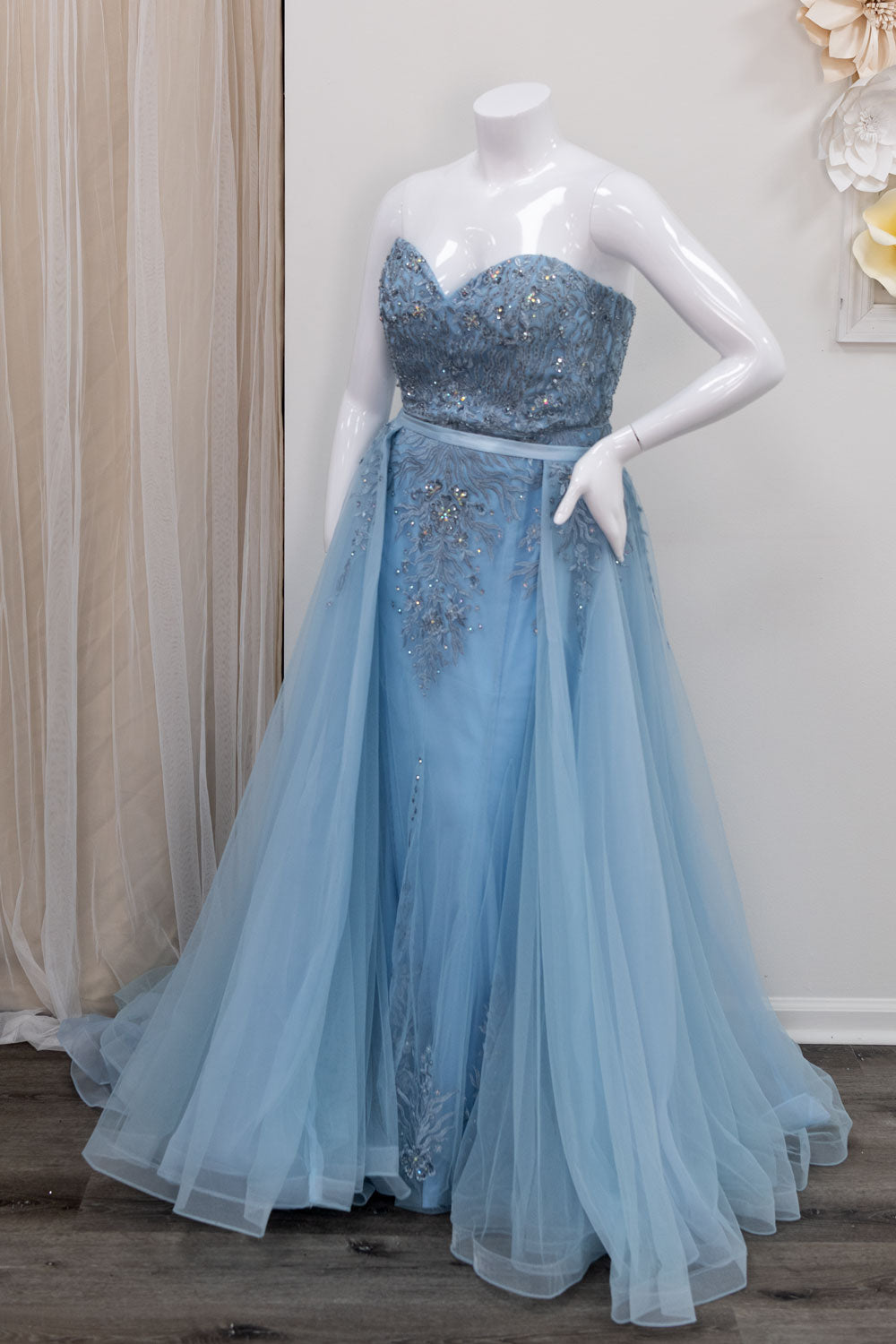 Strapless Evening Gown with Overskirt