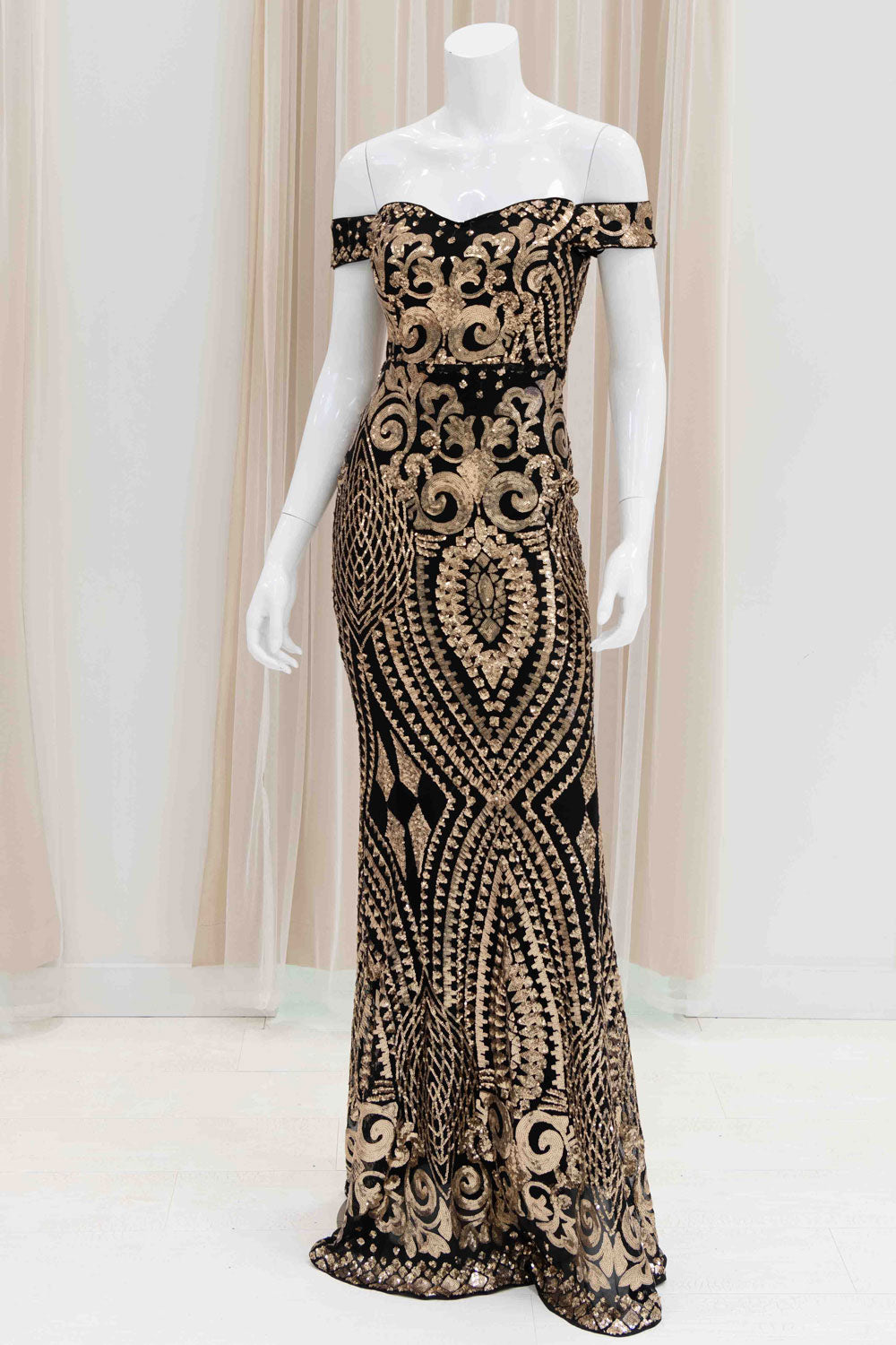 Black and Gold Roaring 20th Evening Gown