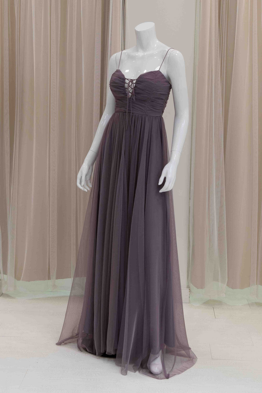 Simple Tulle Evening Gown in Dusty Lavender