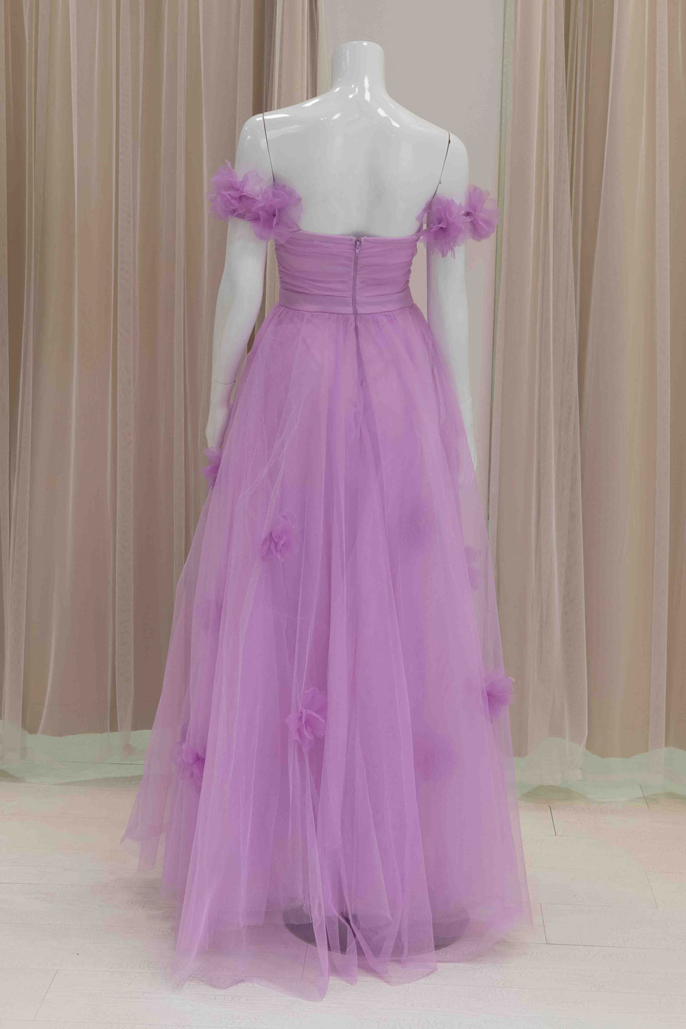Off Shoulder Tulle Prom Dress in Lilac