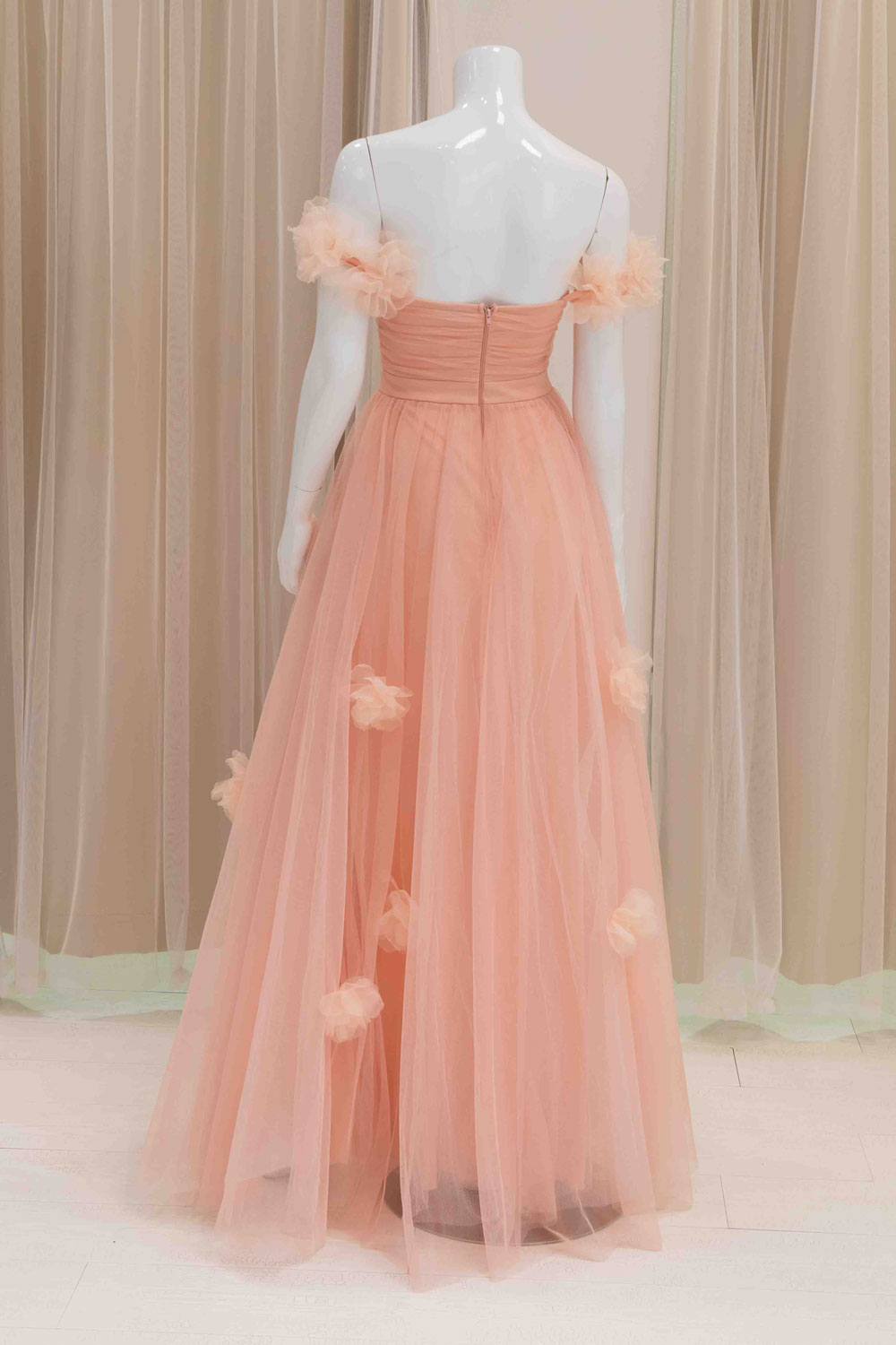 Simple Tulle Prom Dress in Peach